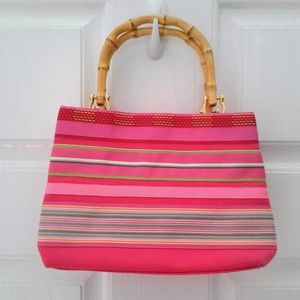 Tianni Pink Ribbon Bamboo Handled Purse
